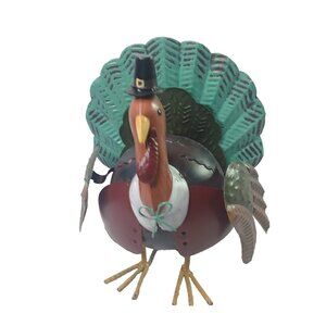 Metal Spring Metal Turkey Pilgrim Thanksgiving Decoration Figurine Holiday #2